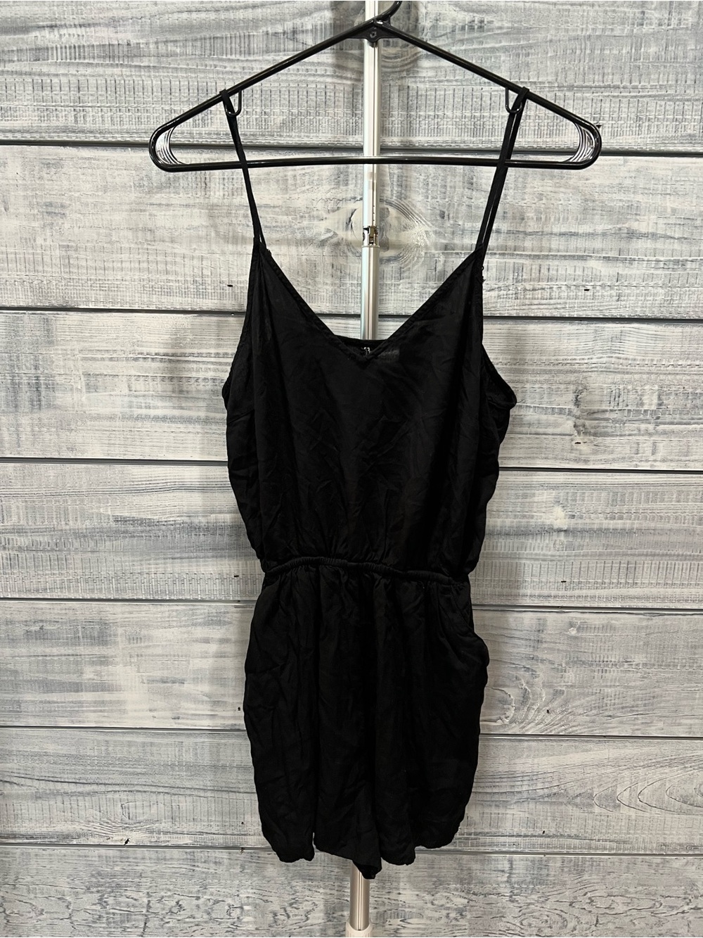 H&M Black Cami Romper with Adjustable Straps and pockets